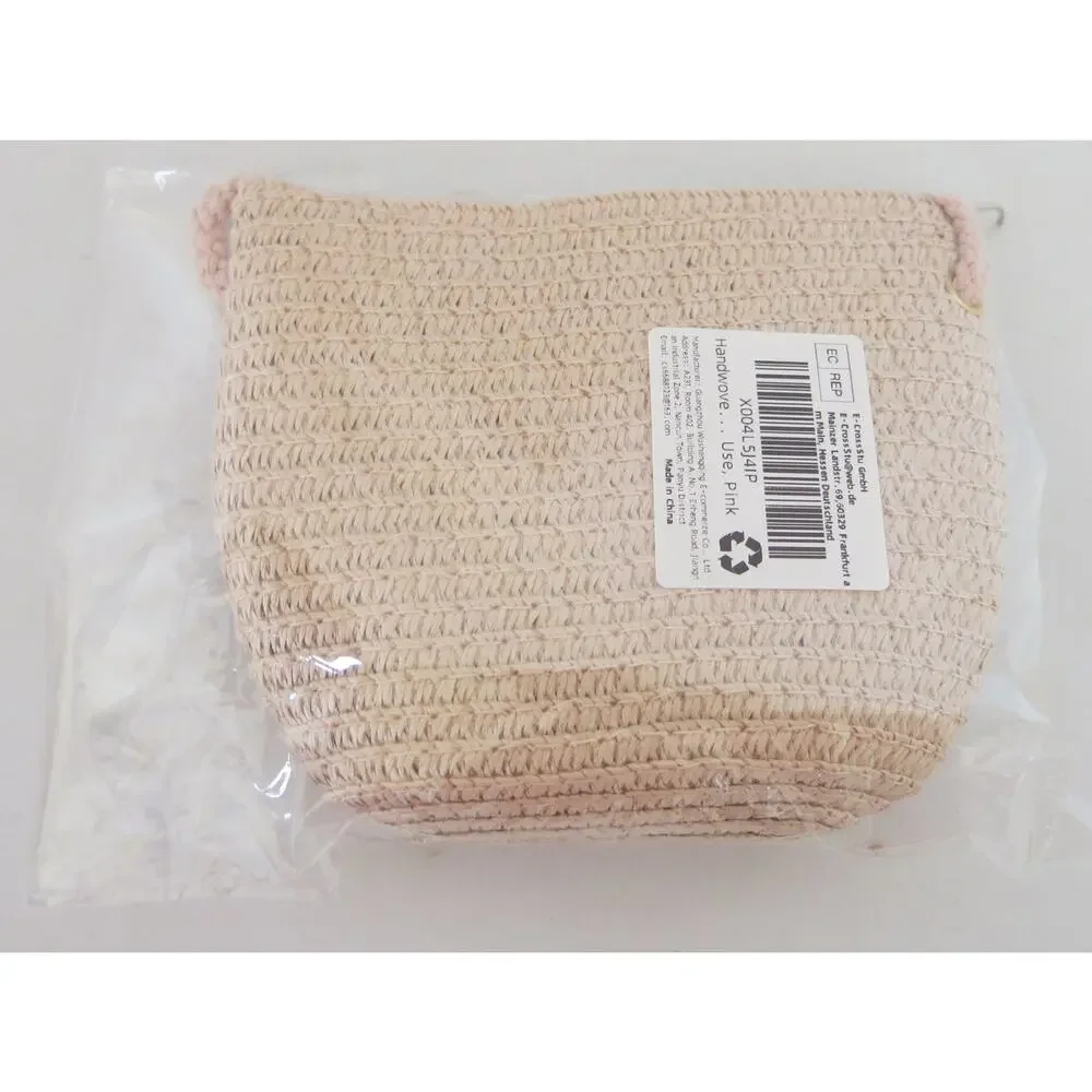 Woven Straw Crossbody Purse NWT Girls Mini Daisy Zipper Spring Easter Pink